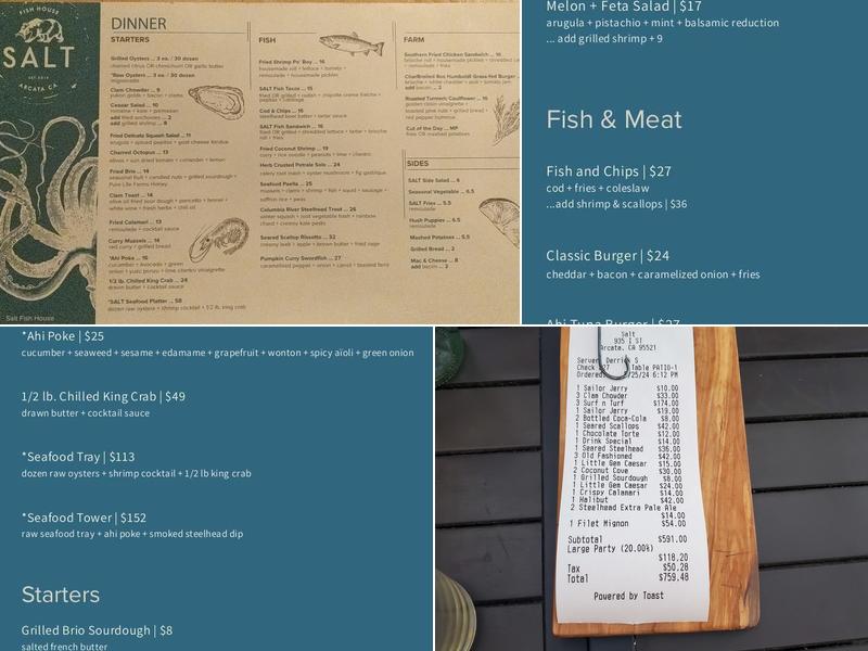 SALT Fish House Menu
