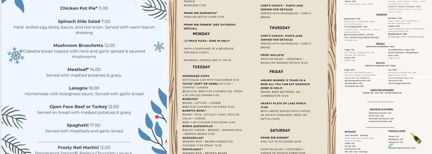 Rusty Nail Saloon Menu