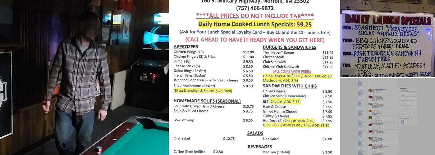 Haven Inn Bar & Grill Menu