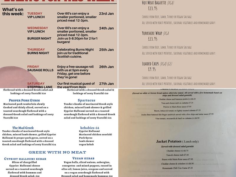 The Offley Arms Menu