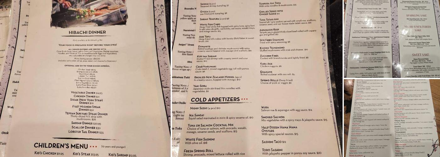 Hayashi Sushi & Grill Menu
