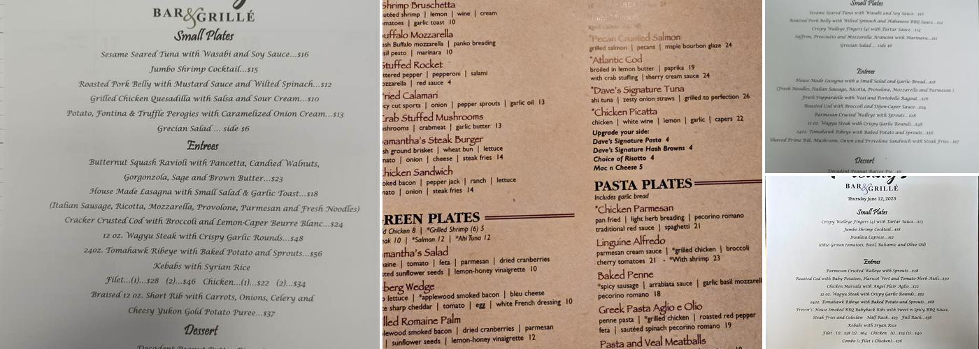 Freudy's Bar and Grille Menu