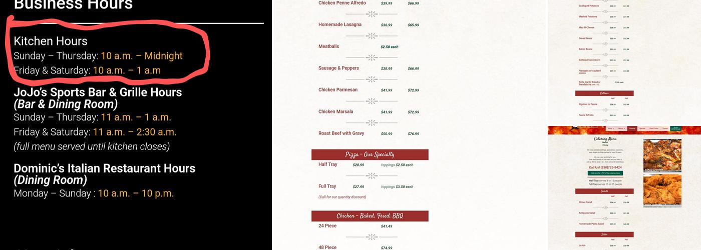 Jo Jo's Sports Bar & Grill Menu