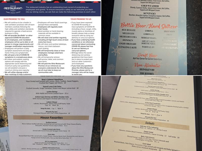 Beau's on the River Menu