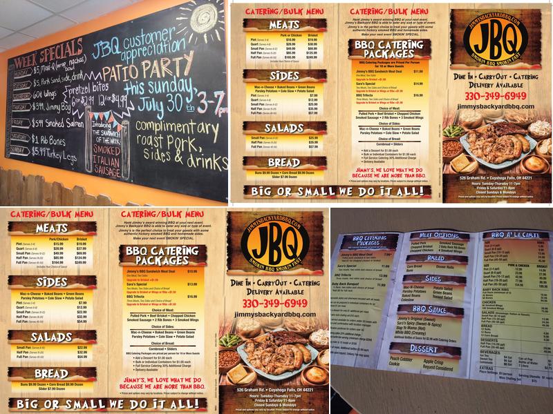 Jimmy's Backyard BBQ Menu