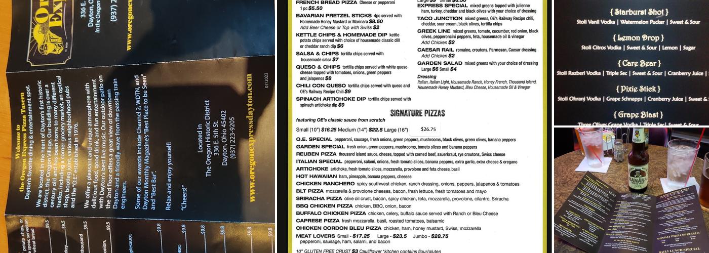 Oregon Express Menu