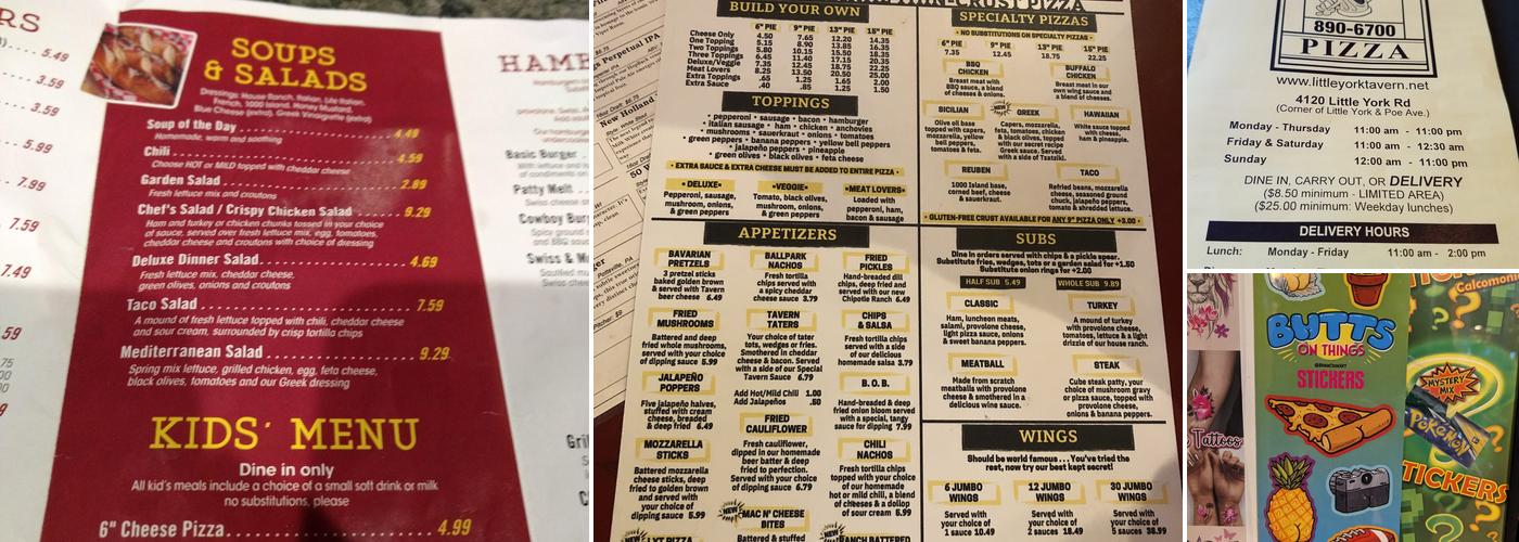 Little York Tavern & Pizza Menu