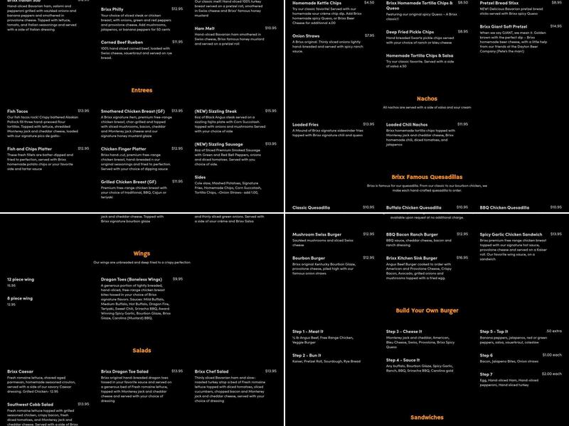 Brixx Ice Company Menu