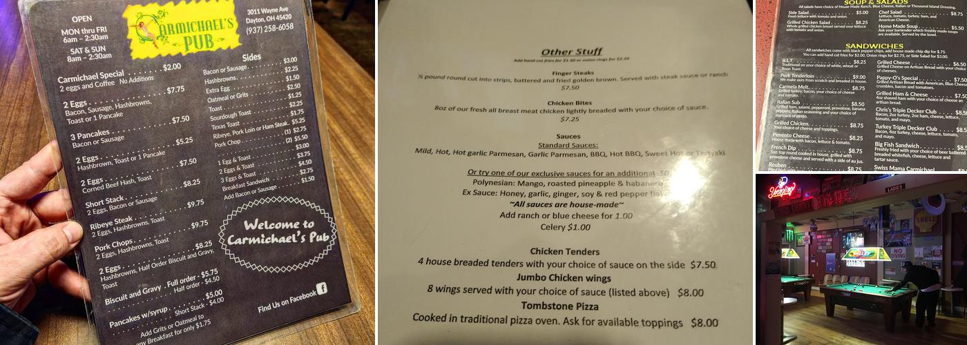 Carmichael's Pub Menu