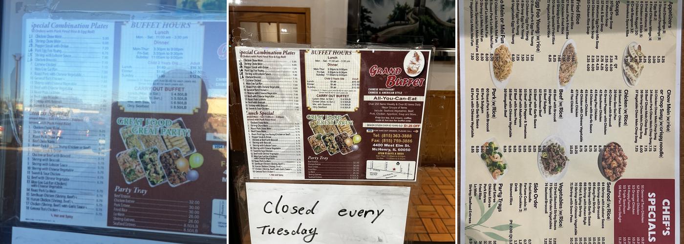 Grand Buffet Menu