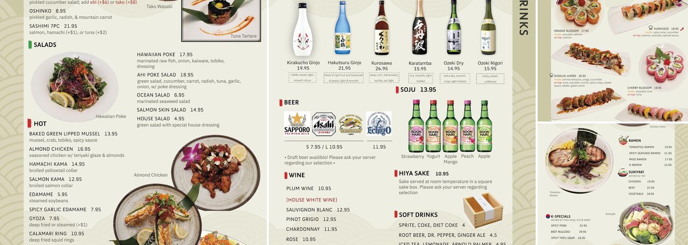 Shogun Japanese Restaurant Menu