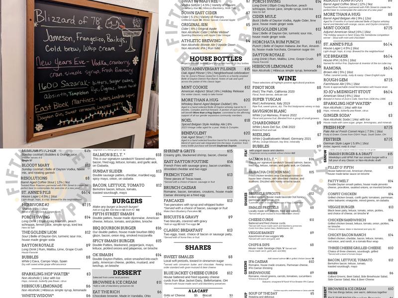 Fifth Street Brewpub Menu