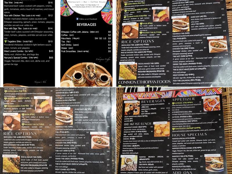 Nanyea Restaurant Coffee House & Bar Menu