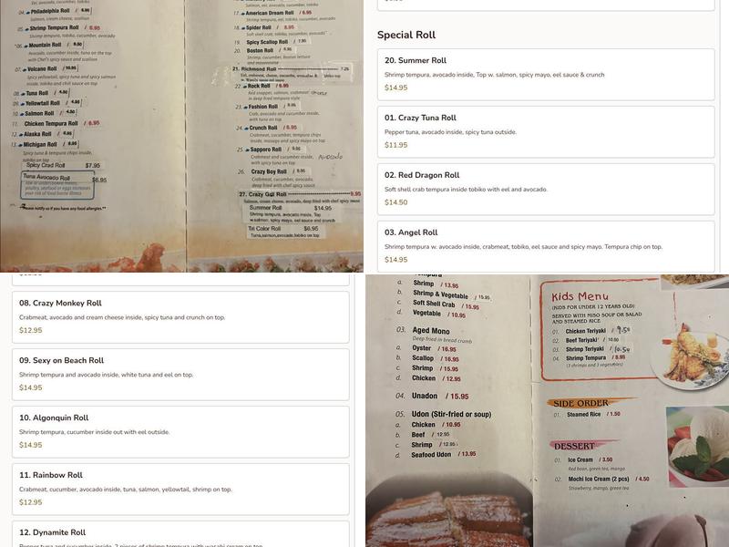 Sushi King Menu