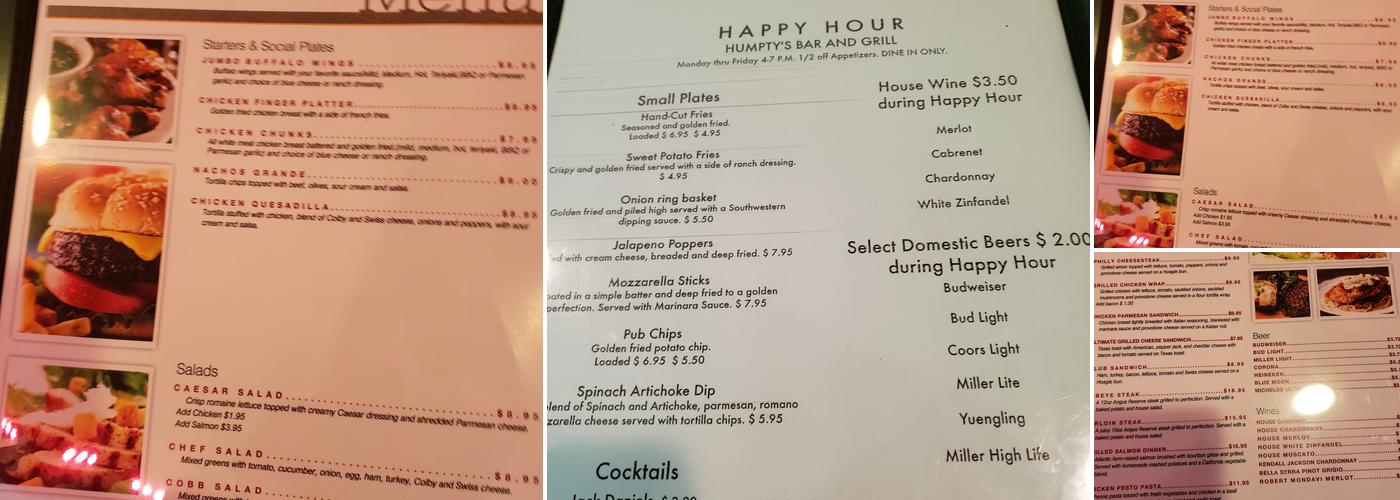 Humpty's Menu