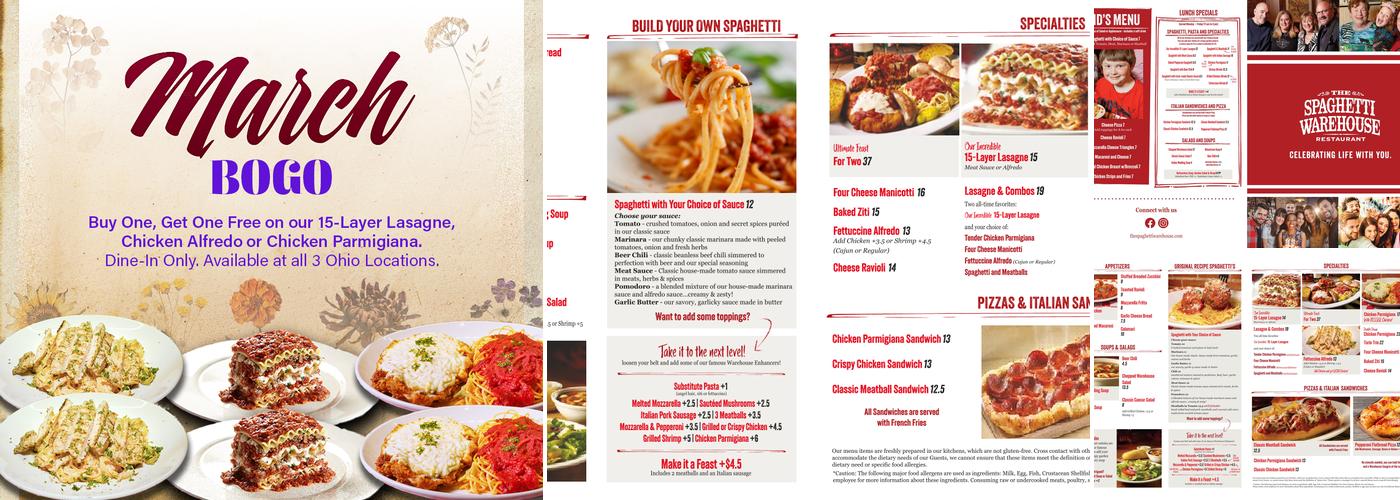 Spaghetti Warehouse Menu