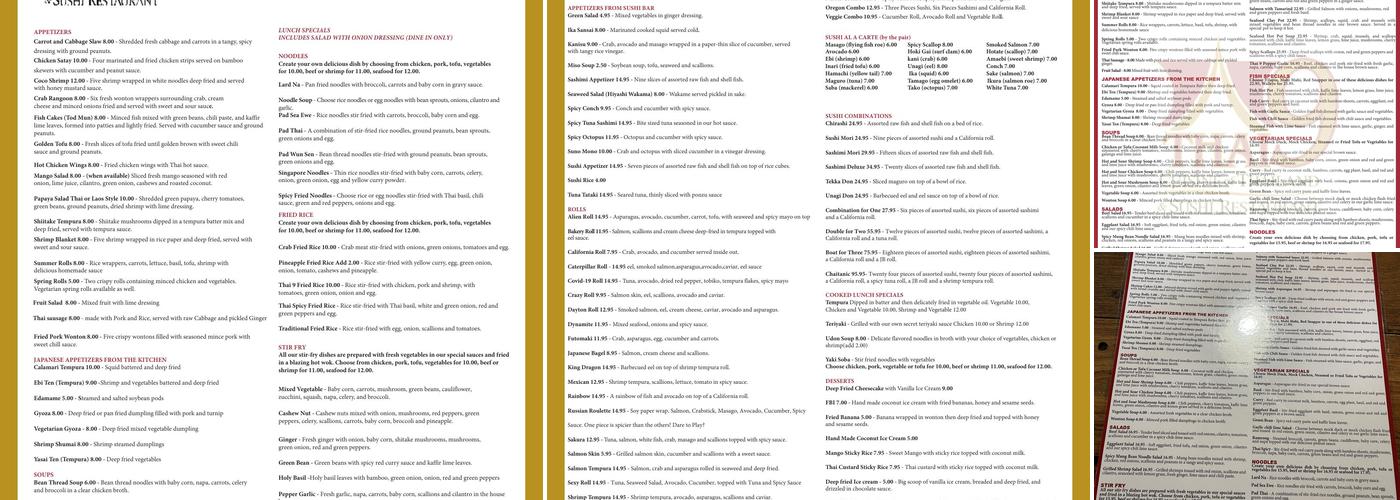 Thai 9 Menu