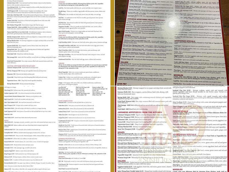 Thai 9 Menu