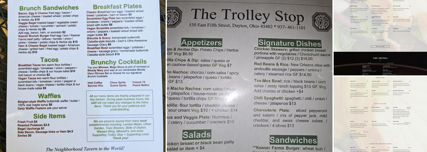 The Trolley Stop Menu