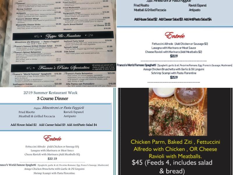 Franco's Menu
