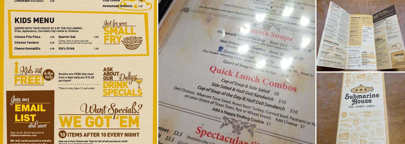 Submarine House Menu