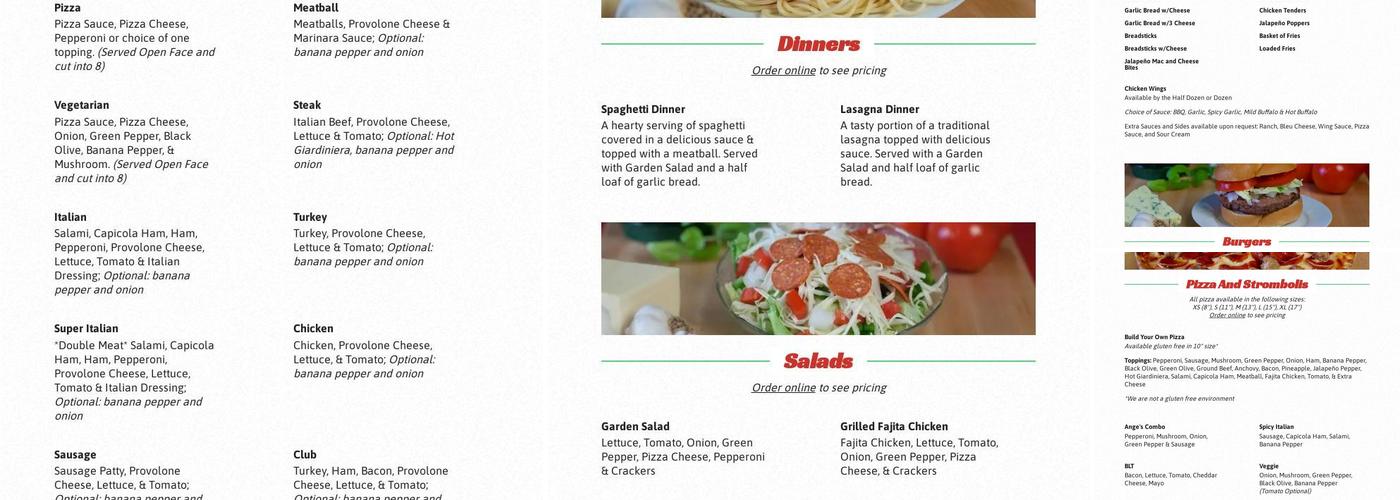 Ange's Pizza Menu