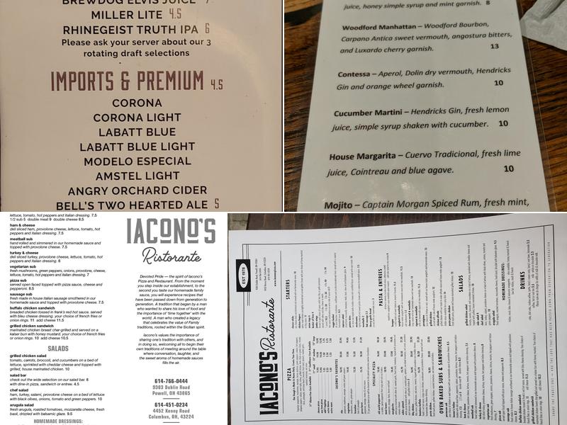 Iacono's Pizza & Restaurant Menu