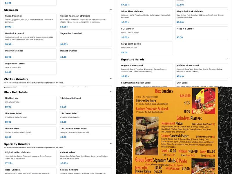 W.g. Grinders Hard Rd. Menu