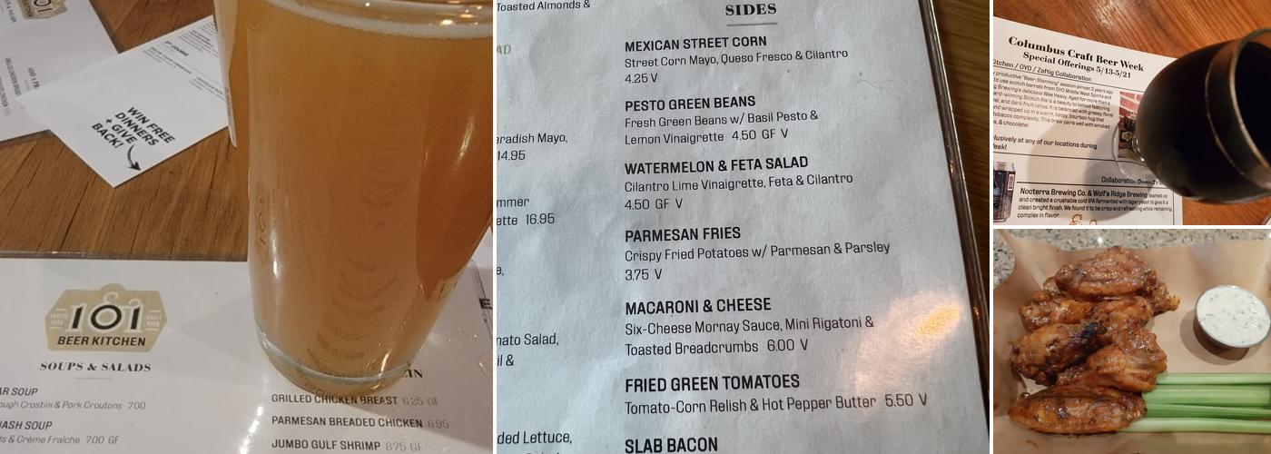 101 Craft Kitchen Menu