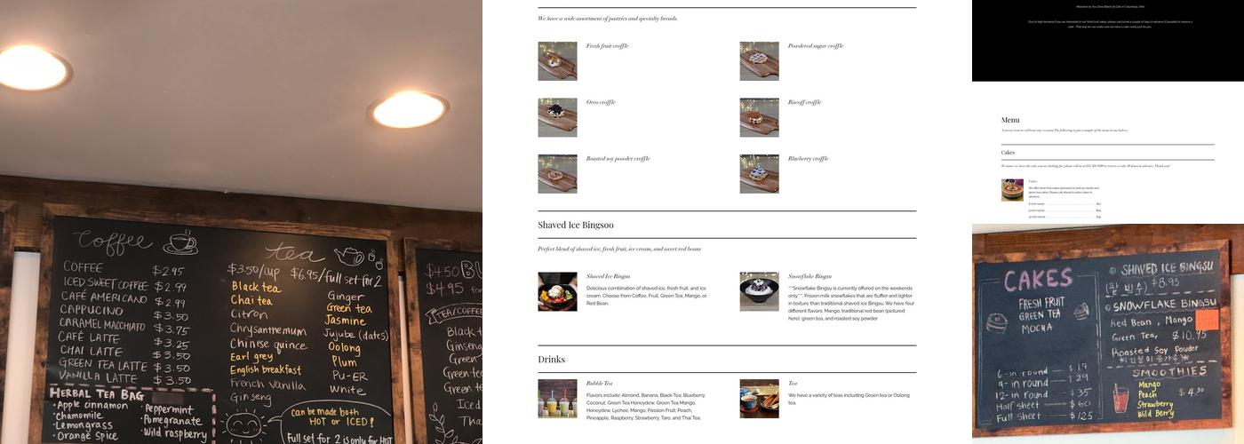 Tea Zone Bakery & Cafe Menu