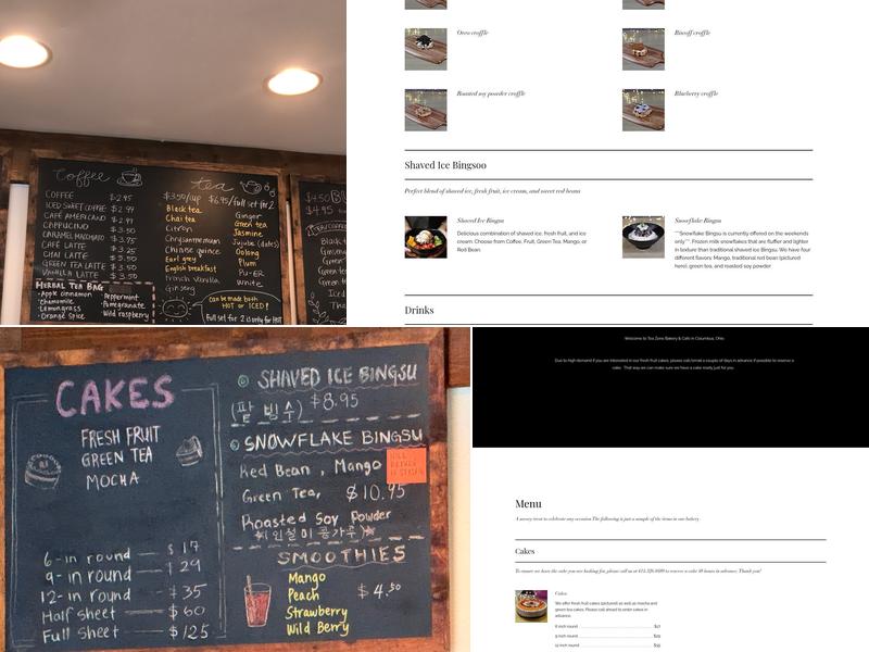 Tea Zone Bakery & Cafe Menu