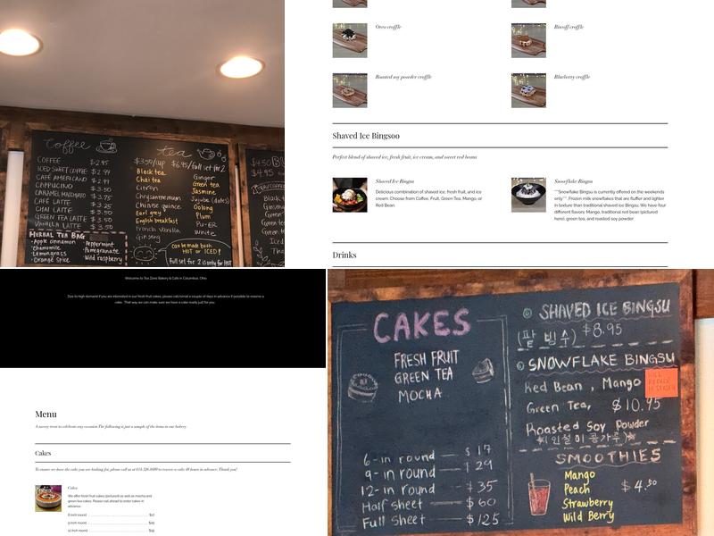 Tea Zone Bakery & Cafe Menu