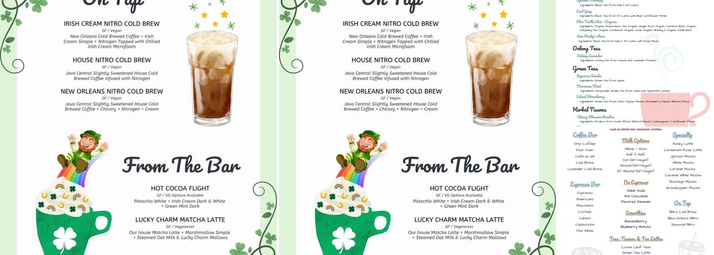 Java Central Café and Roaster Menu