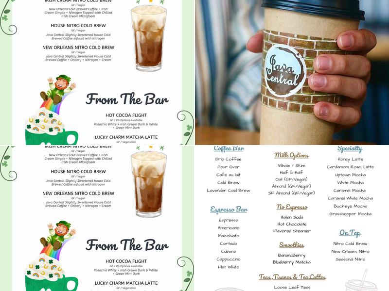 Java Central Café and Roaster Menu