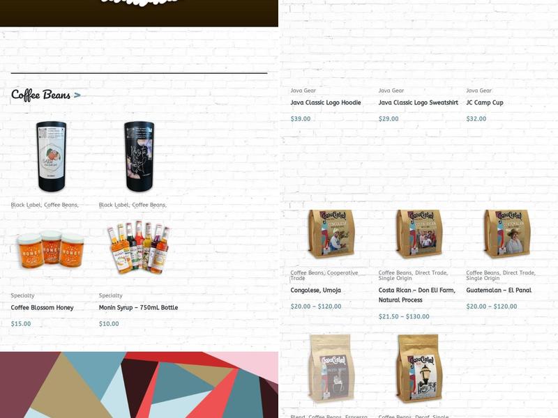Java Central Café and Roaster Menu