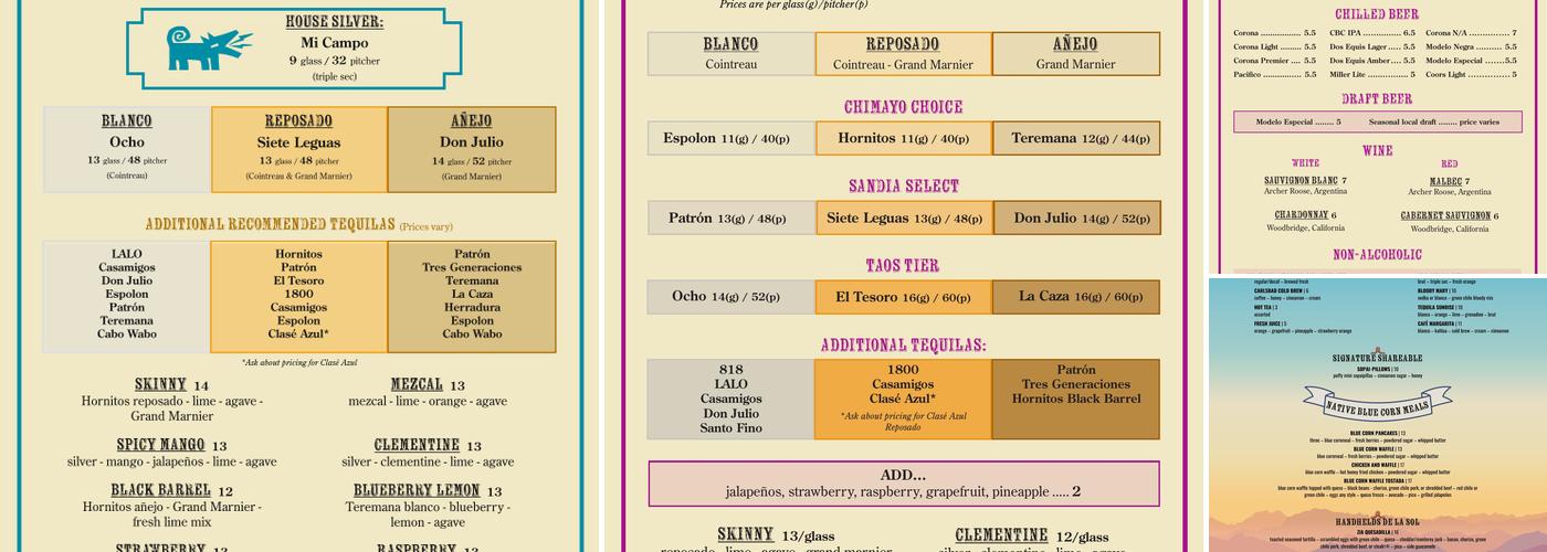 Chile Verde Menu