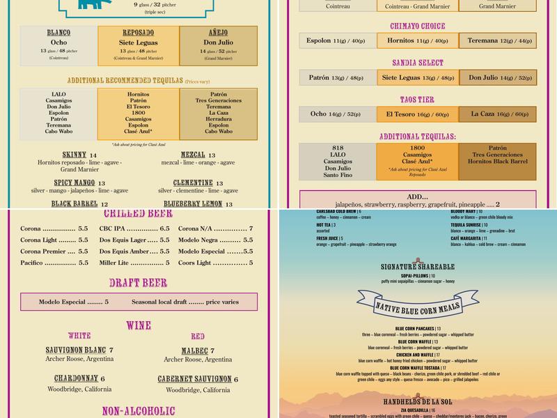 Chile Verde Menu