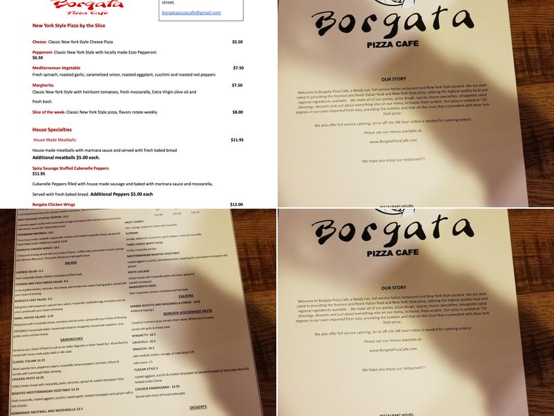 Borgata Pizza Cafe Menu