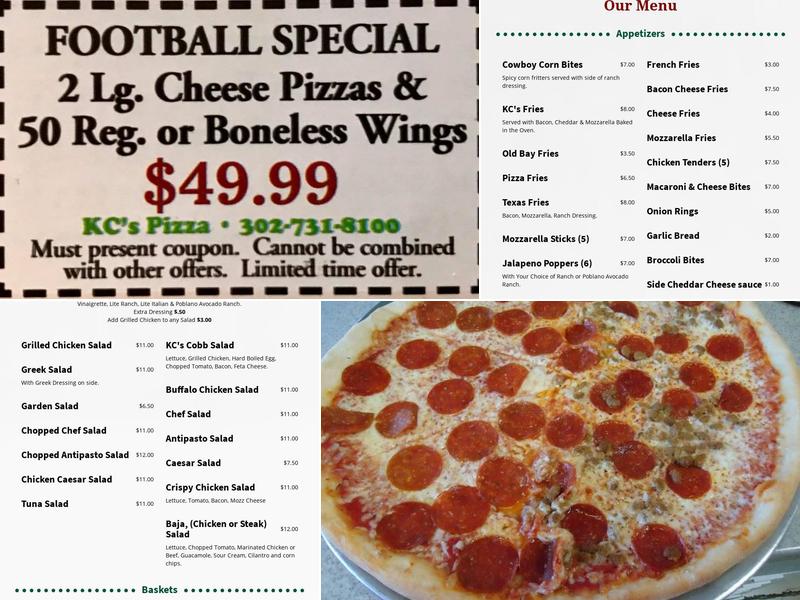 KC's Pizzeria Menu