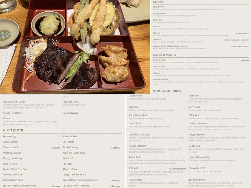 Samurai Restaurant Menu