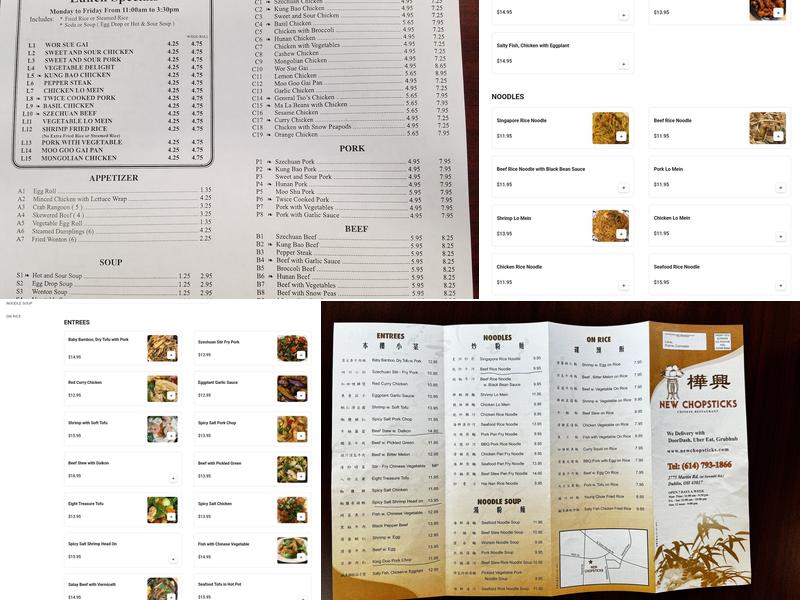 New Chopsticks Chinese Restaurant Menu