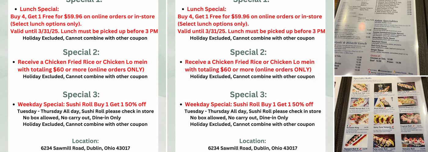 Blue Ginger Asian Fusion Bistro Menu