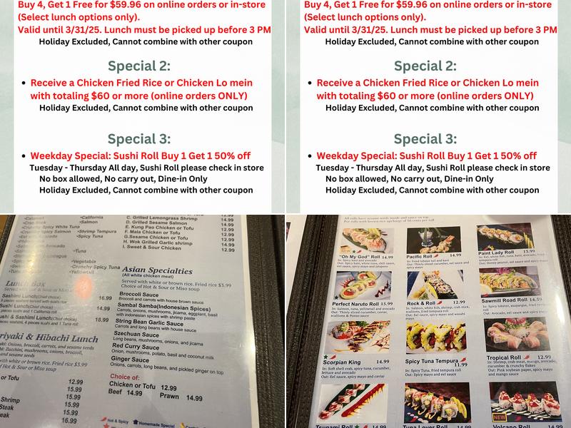 Blue Ginger Asian Fusion Bistro Menu