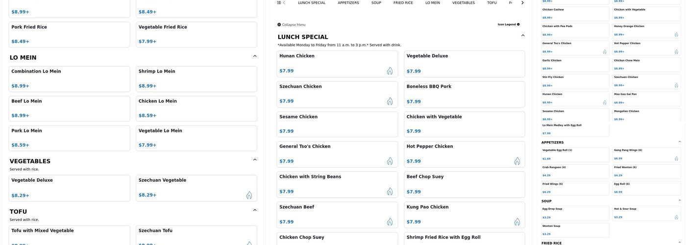 New China Express Menu