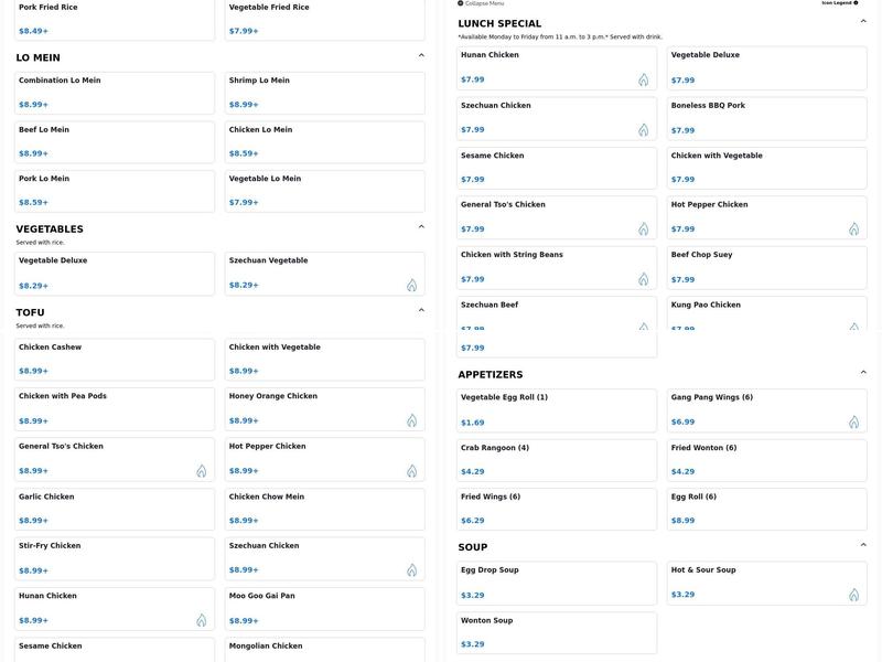 New China Express Menu