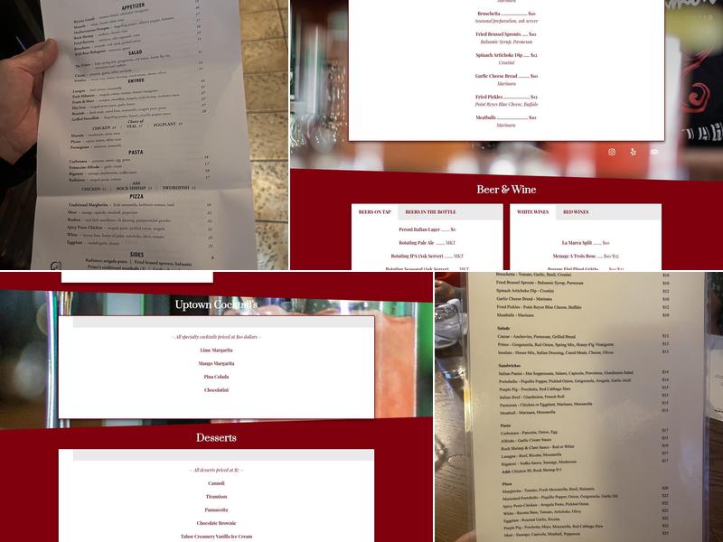 Primos Italian Bistro Menu