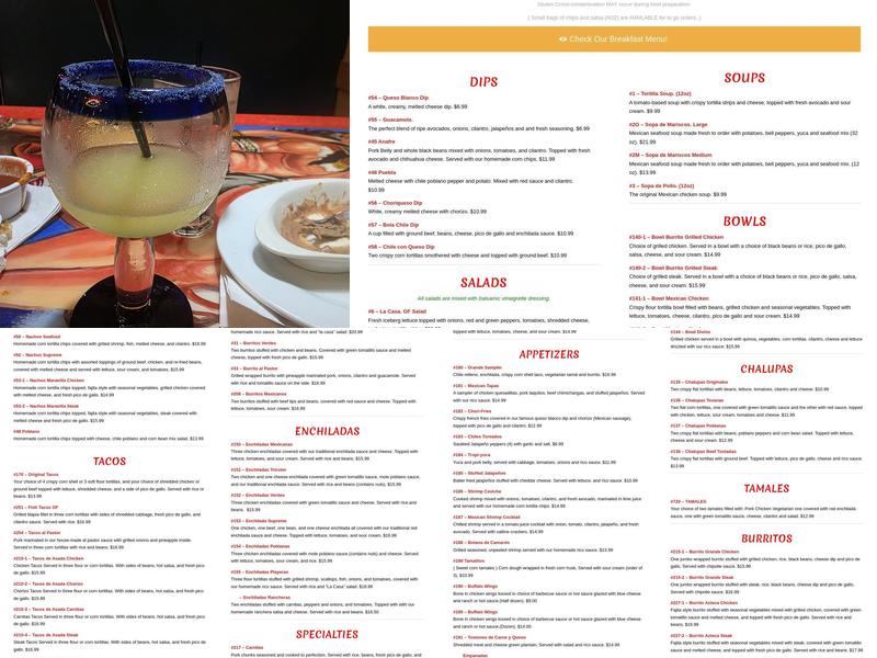 La Tonalteca - Christiana, DE Menu