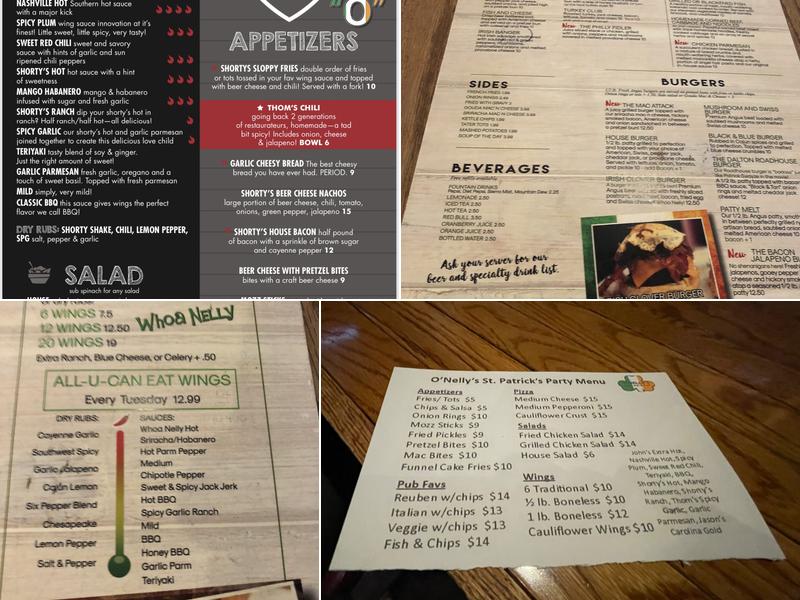 O'Nelly's Sports Pub & Grill Menu