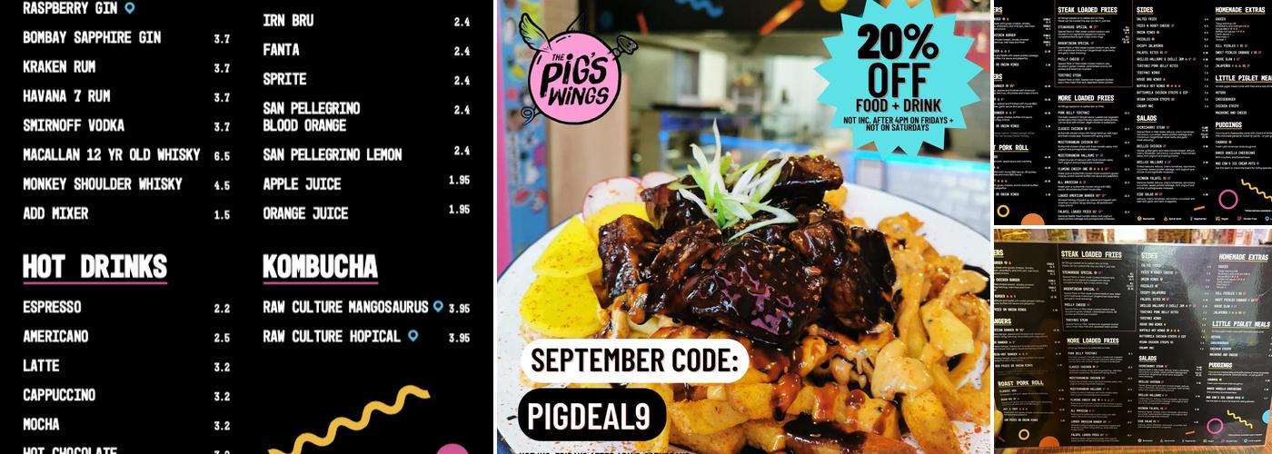 The Pig's Wings - Restaurant and Cocktail Bar Menu