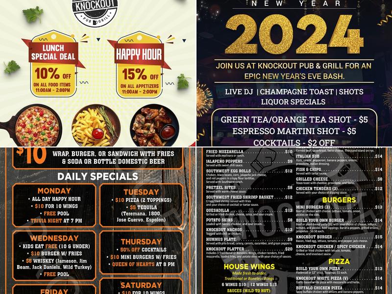 Knockout Pub & Grill Menu